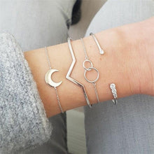 Load image into Gallery viewer, 5 Pcs/ Set Women Bracelets Set Personality Mosaic Crystal Compass Opening Arrow Knot Round Chain Exquisite Shiny Party Jewelry