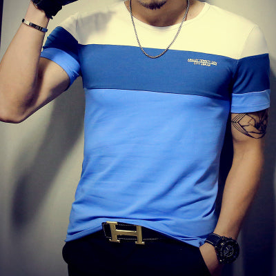 2020 Summer Fashion Men's T Shirt Casual Patchwork Short Sleeve T Shirt Mens Clothing Trend Casual Slim Fit Hip-Hop Top Tees 5XL