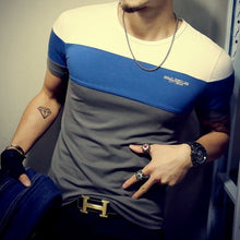 Load image into Gallery viewer, 2020 Summer Fashion Men&#39;s T Shirt Casual Patchwork Short Sleeve T Shirt Mens Clothing Trend Casual Slim Fit Hip-Hop Top Tees 5XL
