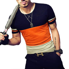 Load image into Gallery viewer, 2020 Summer Fashion Men&#39;s T Shirt Casual Patchwork Short Sleeve T Shirt Mens Clothing Trend Casual Slim Fit Hip-Hop Top Tees 5XL
