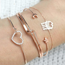 Load image into Gallery viewer, 5 Pcs/ Set Women Bracelets Set Personality Mosaic Crystal Compass Opening Arrow Knot Round Chain  Exquisite Shiny Party Jewelry
