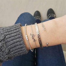 Load image into Gallery viewer, 5 Pcs/ Set Women Bracelets Set Personality Mosaic Crystal Compass Opening Arrow Knot Round Chain  Exquisite Shiny Party Jewelry
