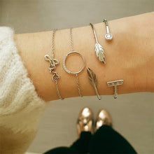 Load image into Gallery viewer, 5 Pcs/ Set Women Bracelets Set Personality Mosaic Crystal Compass Opening Arrow Knot Round Chain  Exquisite Shiny Party Jewelry
