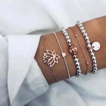 Load image into Gallery viewer, 5 Pcs/ Set Women Bracelets Set Personality Mosaic Crystal Compass Opening Arrow Knot Round Chain  Exquisite Shiny Party Jewelry
