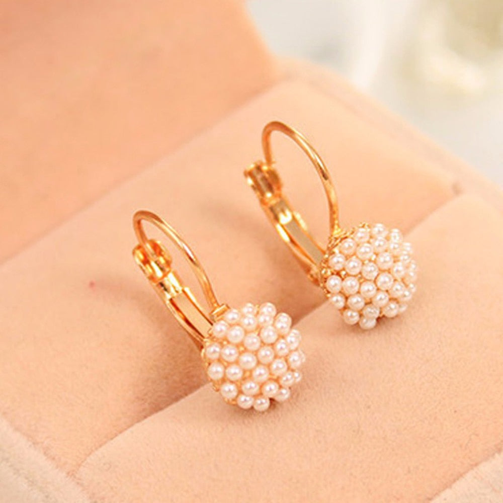 KISSWIFE 1 Pair New Fashion Jewelry Women Lady Elegant Simulation Pearl Beads Ear Stud Earrings A Direct Sale